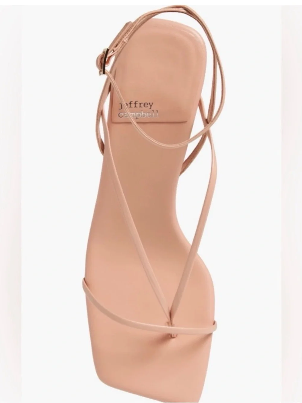 Jeffrey Campbell FLUXX Strappy Ankle-Tie thong Sandal in Nude Pink kitten heels